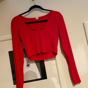 Cherry red cropped long sleeve from garage